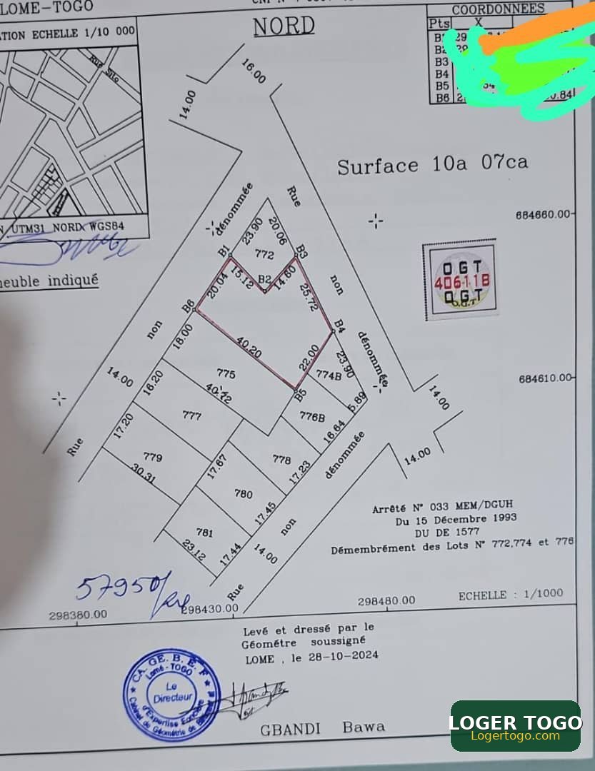 À VENDRE 1LOT + 3/4 (1050m²) À AVEDJI - Photo 1