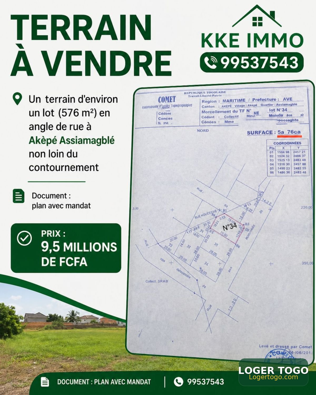 Terrain à vendre à Akèpé Assiamagblé - Photo 1