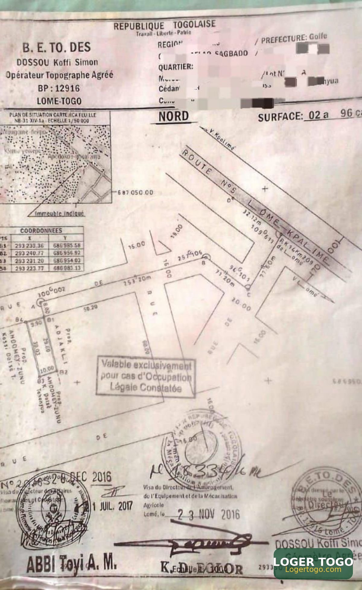 1/2 lots en vente 500 m goudron Adidogomé